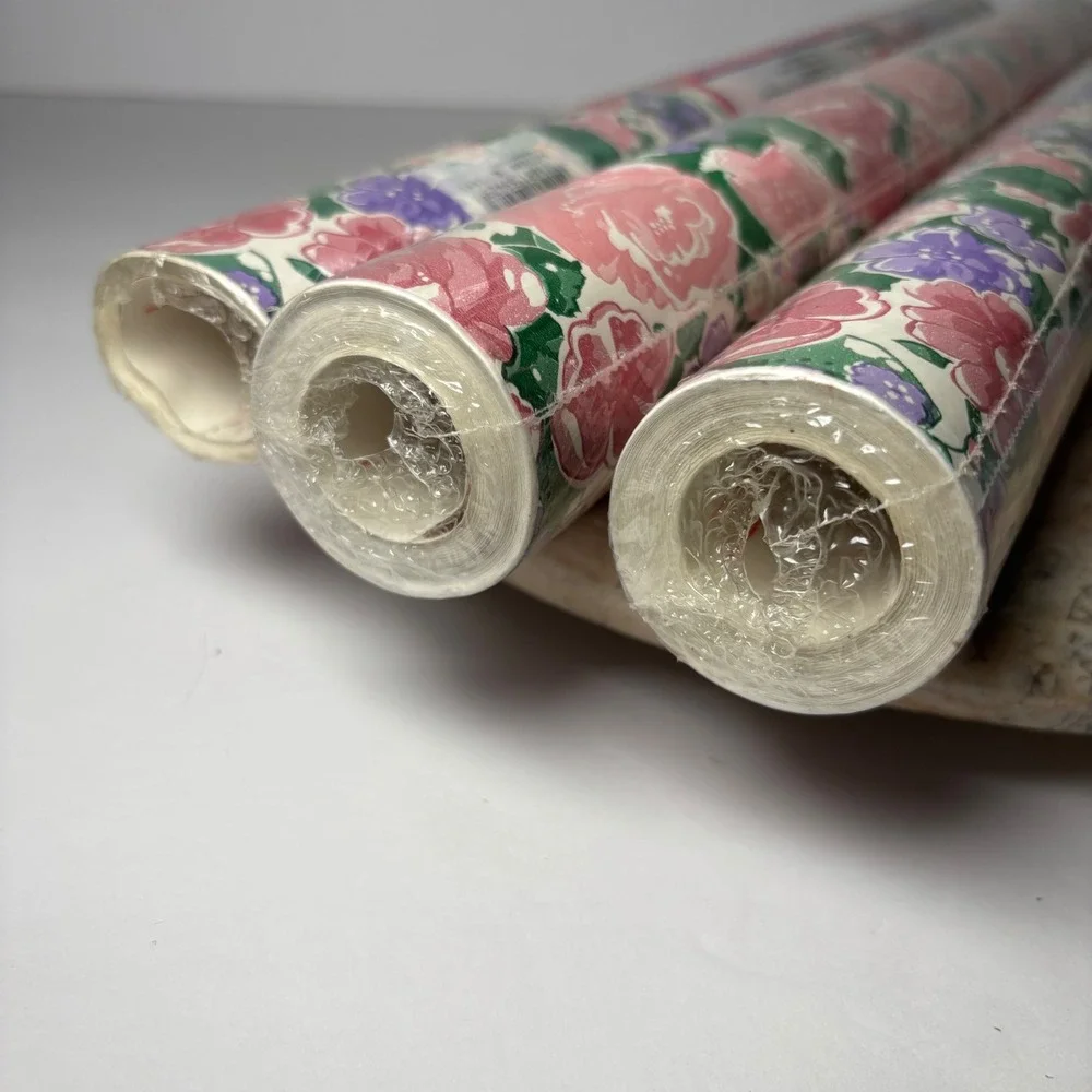 Con-Tact Shelf Liner 19yds Pink English Rose Floral Vintage 1991 Self-Adhesive